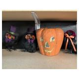 Paper Mache Pumpkin, 3 Halloween Birds.