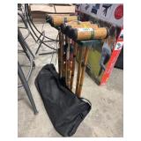 Vtg Croquet Set & BadMinton Net & Rackets.