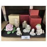 8 Lenox Cat & Rose Figurines.