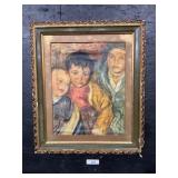 Three Boy Portrait, Oil On Canvas, Signed.