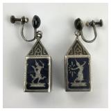 Siam Sterling Silver Black Enamel Earrings.
