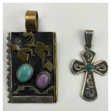 Sterling Goldcraft Gem Pendant & Cross.
