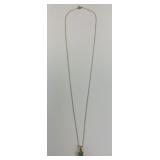 14KT Gold Emerald Pendant on 14KT Chain.