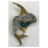 Signed Ciner Opal Jelly Belly Fish Pin.