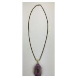 Vintage Guilloche Deco Locket Necklace.