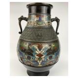 Antique Japanese Bronze Champlevï¿½ Enamel Vase.