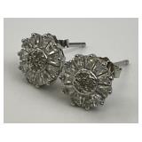 925 Silver Cushion Cut Diamond Earrings.