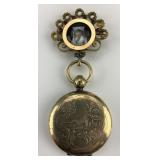 Victorian Porcelain Watch Holder & Locket.