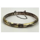 925 Silver Floral Accent Bangle.