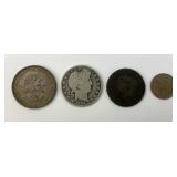Barber & Colombian Halves, 1800s Cents.