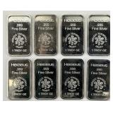 8 1 Troy Oz Silver Heraeus Elementals Bars.