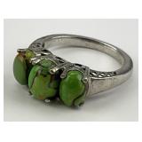 Sterling Silver Rare Green Turquoise Ring.