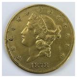RARE 1878-S Gold $20 Liberty Head Double Eagle.