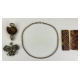 Vintage 925 Silver Jewelry & Tortoise Shell Comb.