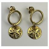 14KT Gold Sand Dollar Earrings.