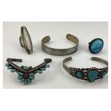 Coin Silver & Turquoise Native American Jewelry.