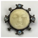 925 Silver Goddess Pendant Brooch.