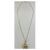 14KT Gold Diamond, Emerald & Ruby Horse Necklace.