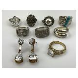 10pc 925, Sterling Gemstone Earrings, Rings.