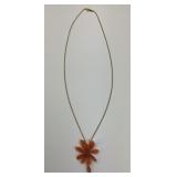 Victorian Gold Fill Carved Coral Pendant Necklace.