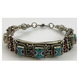 Silver Zuni Turquoise Navajo Bracelet.