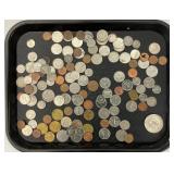 1948 Silver 5 Pesos & Foreign Coins.