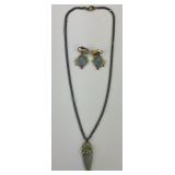 18KT Rona Fisher Aquamarine Pendant & Earrings.