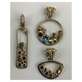 14KT & 18KT Gold Rona Fisher Gemstone Pendants.