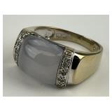14KT Gold Chalcedony & Diamond Ring.