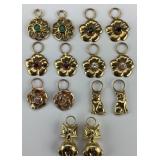 14 14KT Gold & Gemstone Earring Charms.