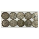 10 90% Silver Morgan Dollars.