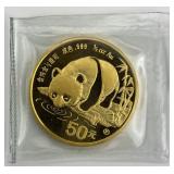 Fine Gold 1987 1/2oz Chinese Gold Panda Coin.