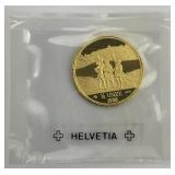 1986 Switzerland 1/4oz Gold Eternal Pact  Coin.