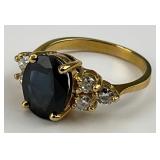 14KT Gold Blue Sapphire & Diamond Ring.