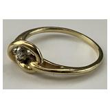 Gold Knot Diamond Accent Ring.