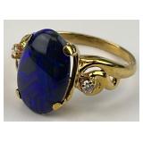 14KT Gold Sapphire & Diamond Ring.