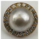 Vintage Mabe Pearl & Diamond Halo Pendant.