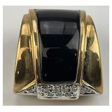 14KT Gold Black Onyx & Diamond Pendant.
