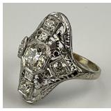 Antique Art Deco White Gold Diamond Ring.