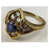 18KT Gold Sapphire & Diamond Ring.