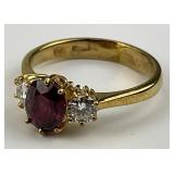 18KT Gold Ruby & Diamond Ring.