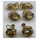 3 Pairs of 14KT Gold Earrings.