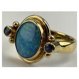 14KT Gold Bezel Set Opal Cocktail Ring.