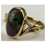 14KT Gold Ruby- Zoisite Gemstone Ring.