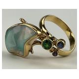 14KT Gold Australian Boulder Opal & Gem Ring.