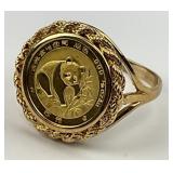 14KT Gold & Fine Gold Chinese Panda Coin Ring.