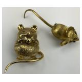 18KT & 14KT Gold Mouse Gemstone Pins.