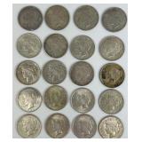 20 90% Silver Peace Dollars.