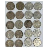 20 90% Silver Peace Dollars.