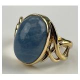14KT Gold Cabochon Aquamarine Ring.